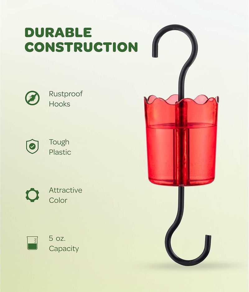 SEWANTA Ant Moat for Hummingbird Feeders Ant Guard Keeps Away from Feeders, Made of Durable Plastic, Red Color/Rustproof S Hooks, Suitable for All Hummingbird Feeders - Image 5